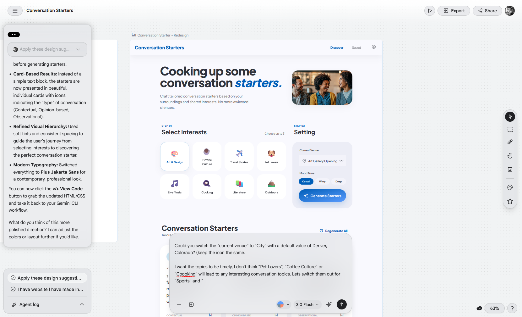 Image of a website generated by Google Stitch